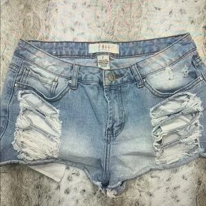 Blue Distressed Denim Shorts